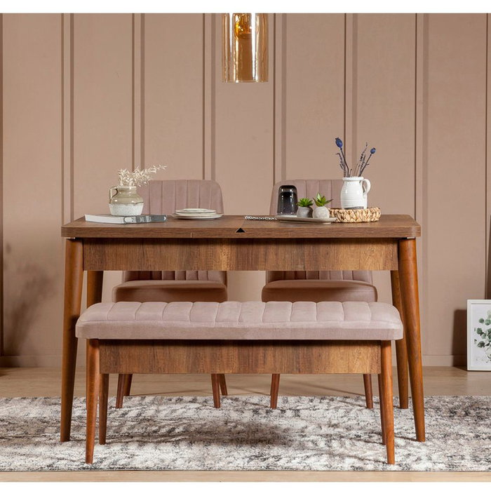 Hanah Home Vina 0900 Walnut Stone Juego de Comedor Extensible Hanah Home Vina 0900 Walnut Stone Juego de Comedor Extensible
